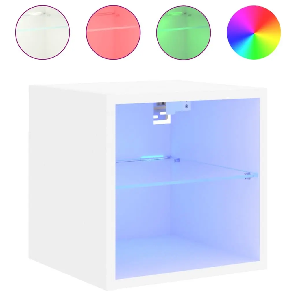 White Floating TV Wall Cabinet with RGB LED Lighting