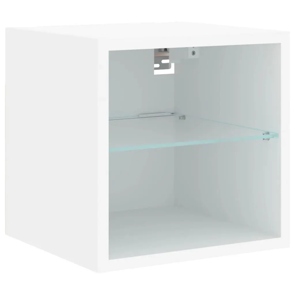 White Floating TV Wall Cabinet with RGB LED Lighting