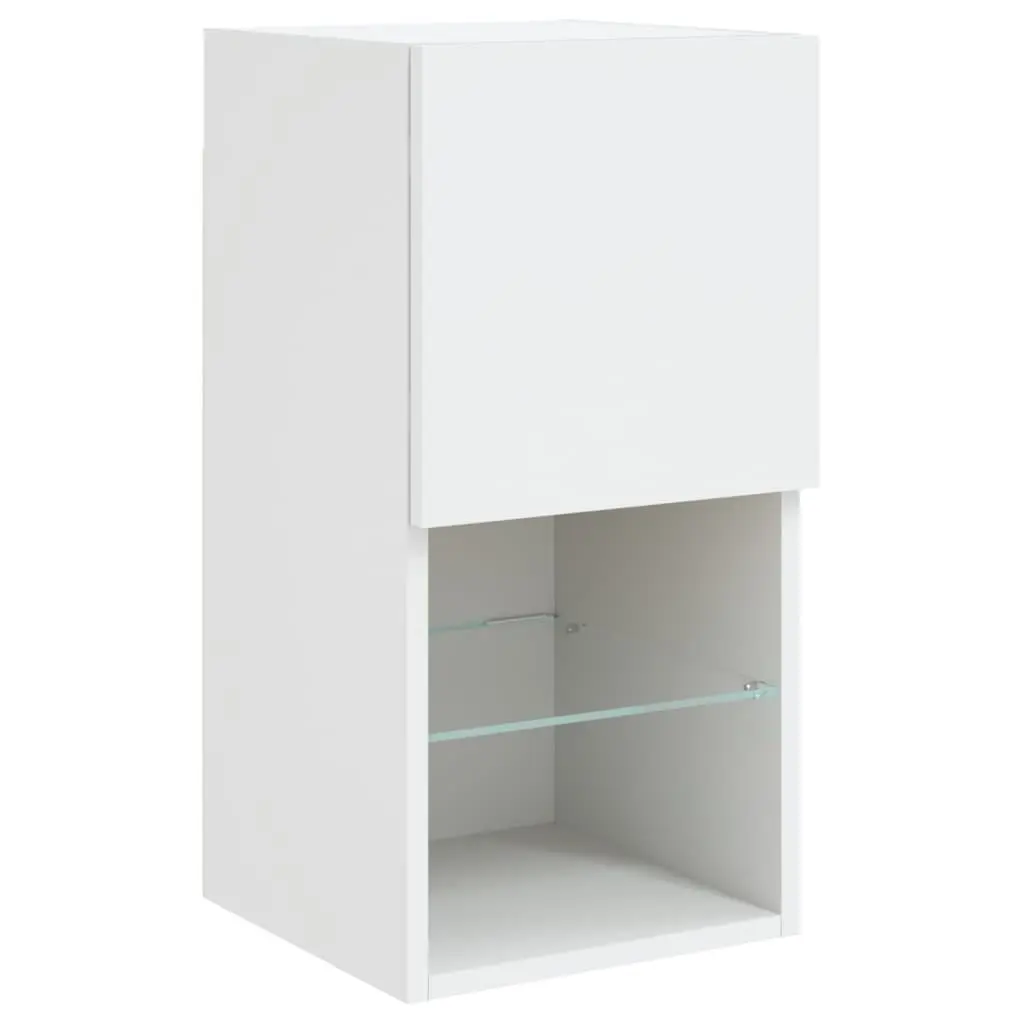 TV Cabinets Engineered Wood Wall-Mounted Media Storage Units 30.5 x 30 x 60 cm White Set of 2 with RGB LED Lights