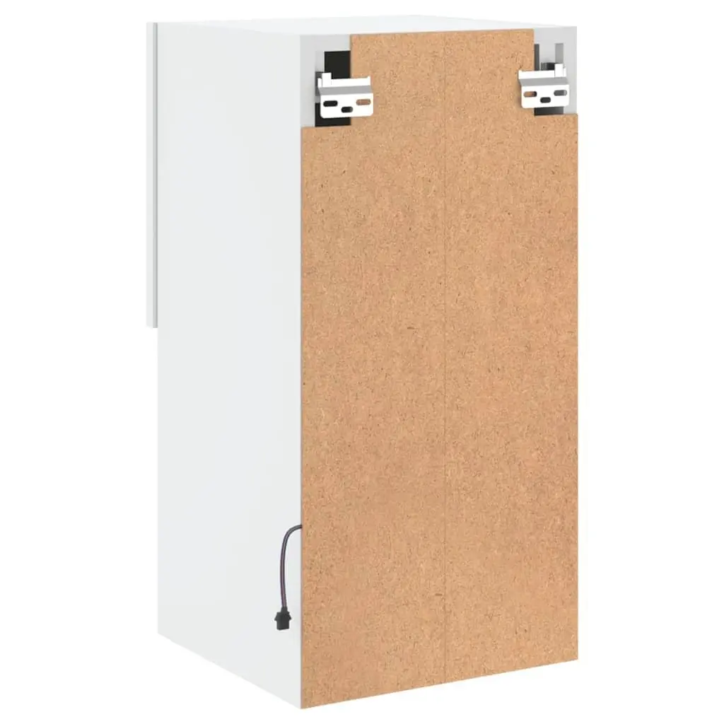 TV Cabinets Engineered Wood Wall-Mounted Media Storage Units 30.5 x 30 x 60 cm White Set of 2 with RGB LED Lights