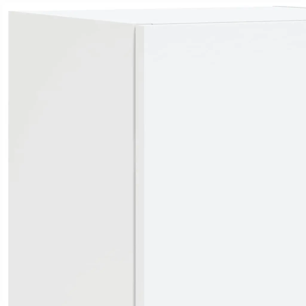 TV Cabinet Engineered Wood Wall-Mounted Media Unit Storage White RGB LED Lights