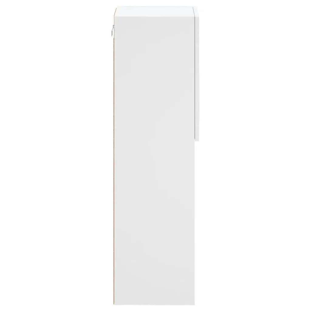 TV Cabinet Engineered Wood Wall-Mounted Media Unit Storage White RGB LED Lights