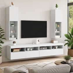 Stylish Wall-Mounted TV Cabinet with RGB LED Lights
