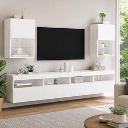 Stylish Wall-Mounted TV Cabinet with RGB LED Lights