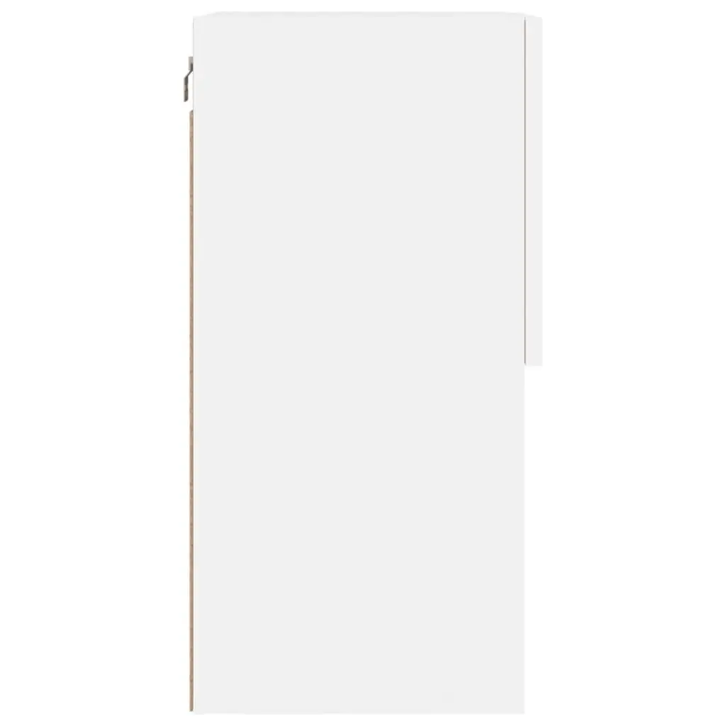 TV Cabinet Engineered Wood 40.5 x 30 x 60 cm White 2 Piece with RGB LED Lights Wall-Mounted Media Storage Unit