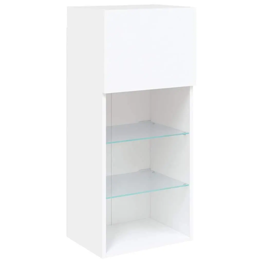 TV Cabinets Engineered Wood 40.5x30x90cm White Set of 2 with RGB LED Lights
