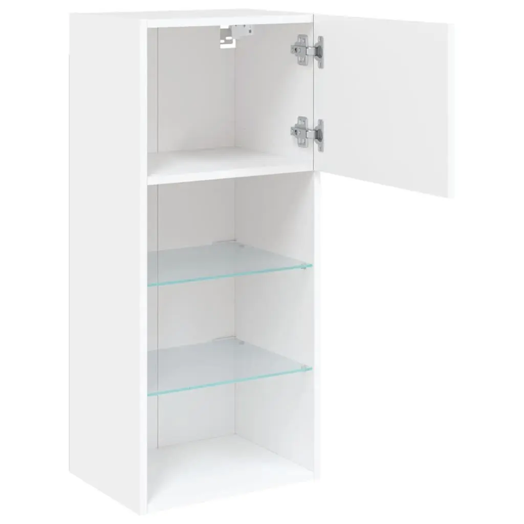 TV Cabinets Engineered Wood 40.5x30x90cm White Set of 2 with RGB LED Lights