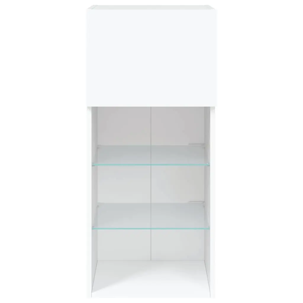 TV Cabinets Engineered Wood 40.5x30x90cm White Set of 2 with RGB LED Lights