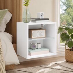 Wall-Mounted Bedside Cabinet with RGB LED Lights