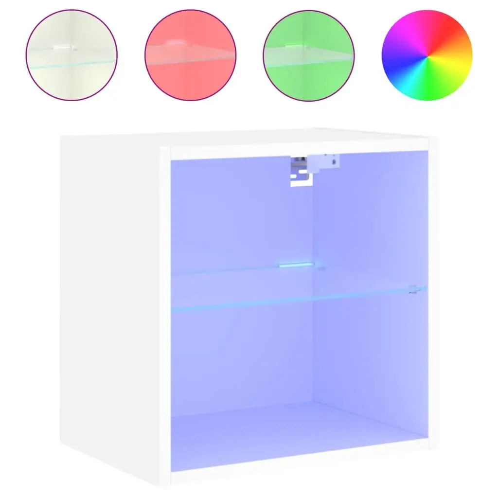 Wall-Mounted Bedside Cabinet with RGB LED Lights