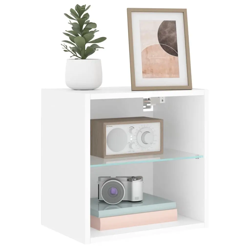 Wall-Mounted Bedside Cabinet with RGB LED Lights