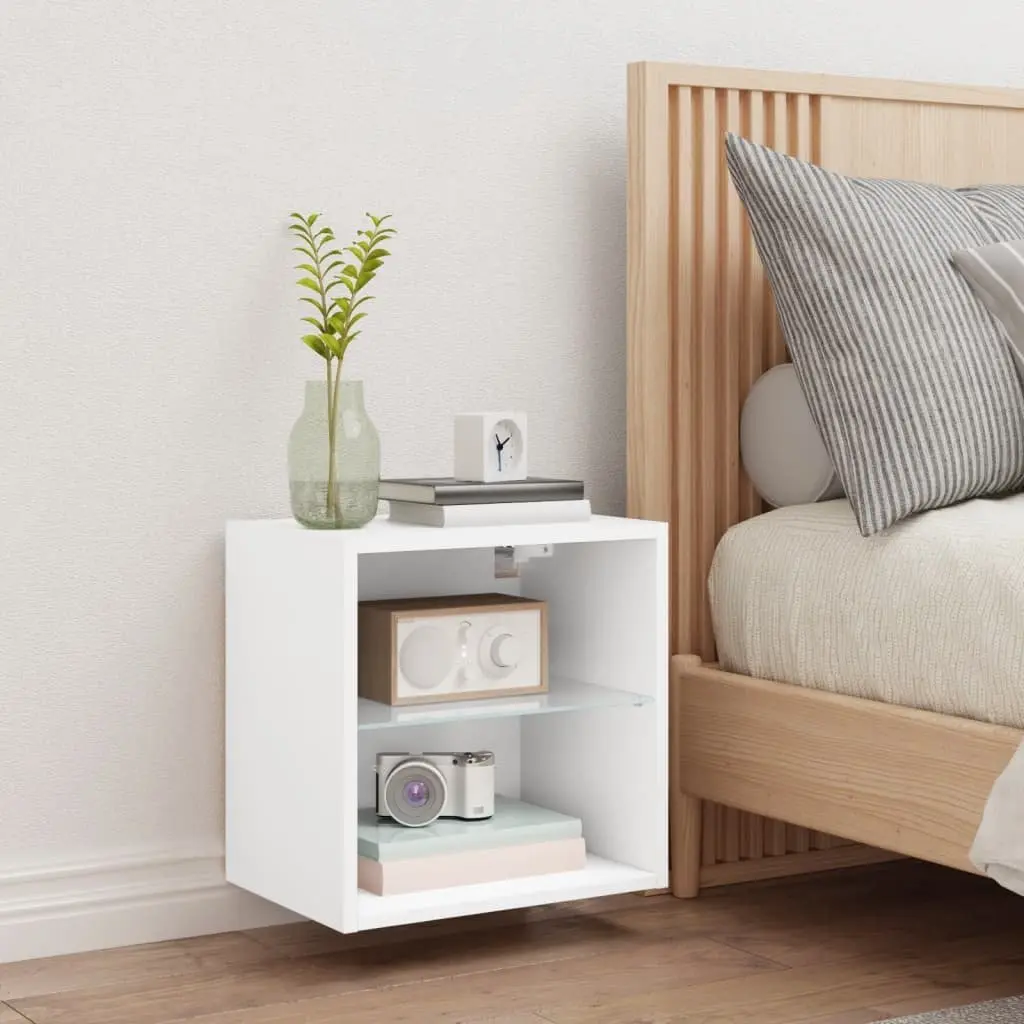 Wall-Mounted Bedside Cabinet with RGB LED Lights