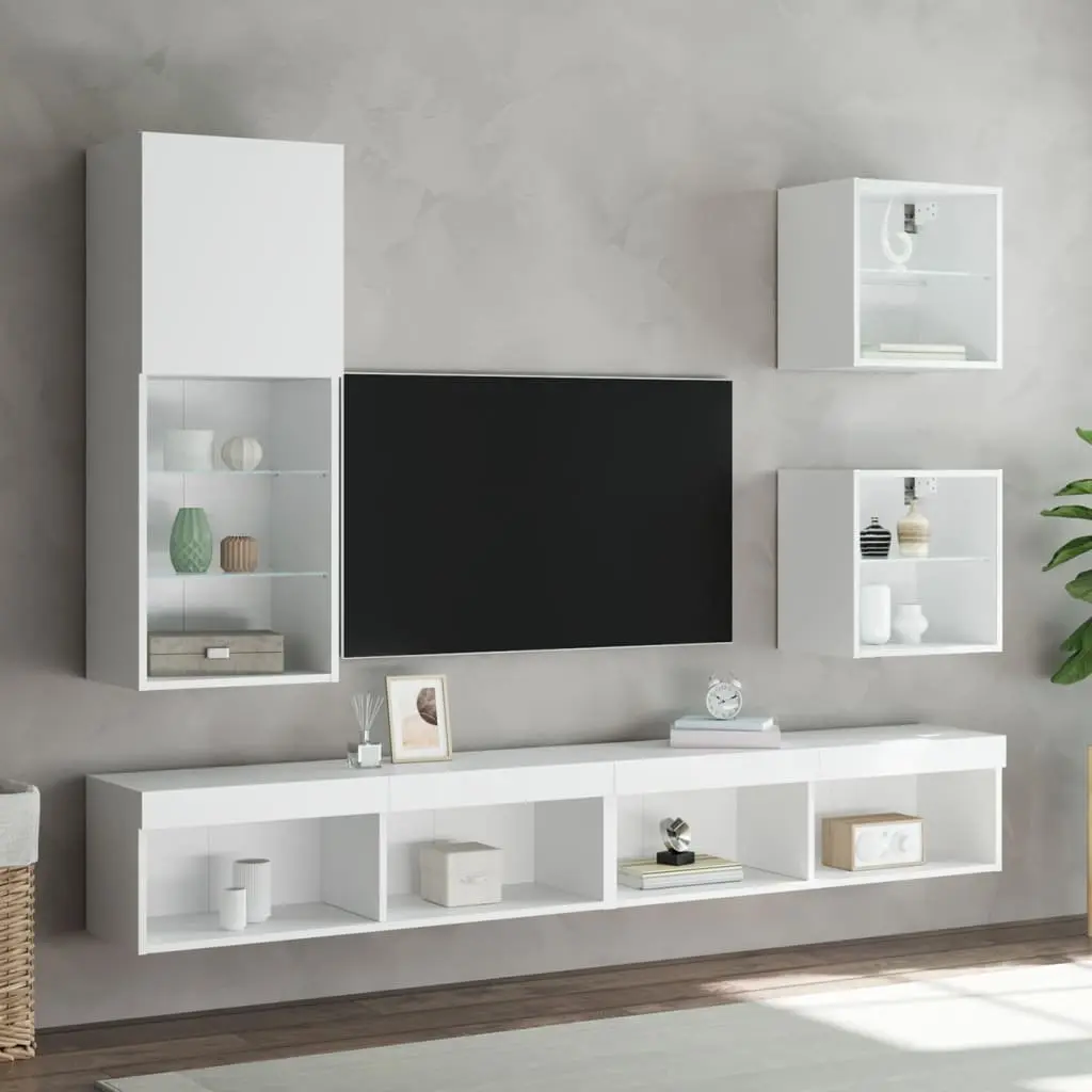 Wall-Mounted Bedside Cabinet with RGB LED Lights