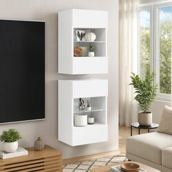 RGB LED Wall Cabinets TV Unit 2 pcs White 40x30x60.5 cm
