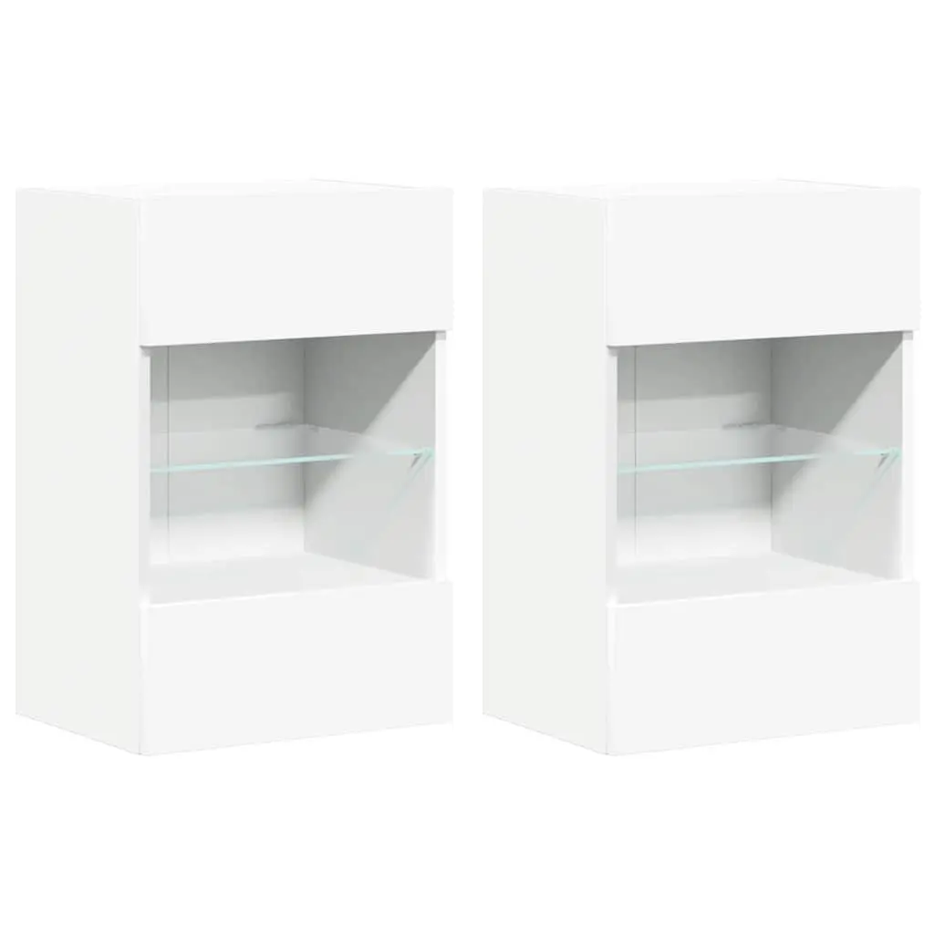 RGB LED Wall Cabinets TV Unit 2 pcs White 40x30x60.5 cm