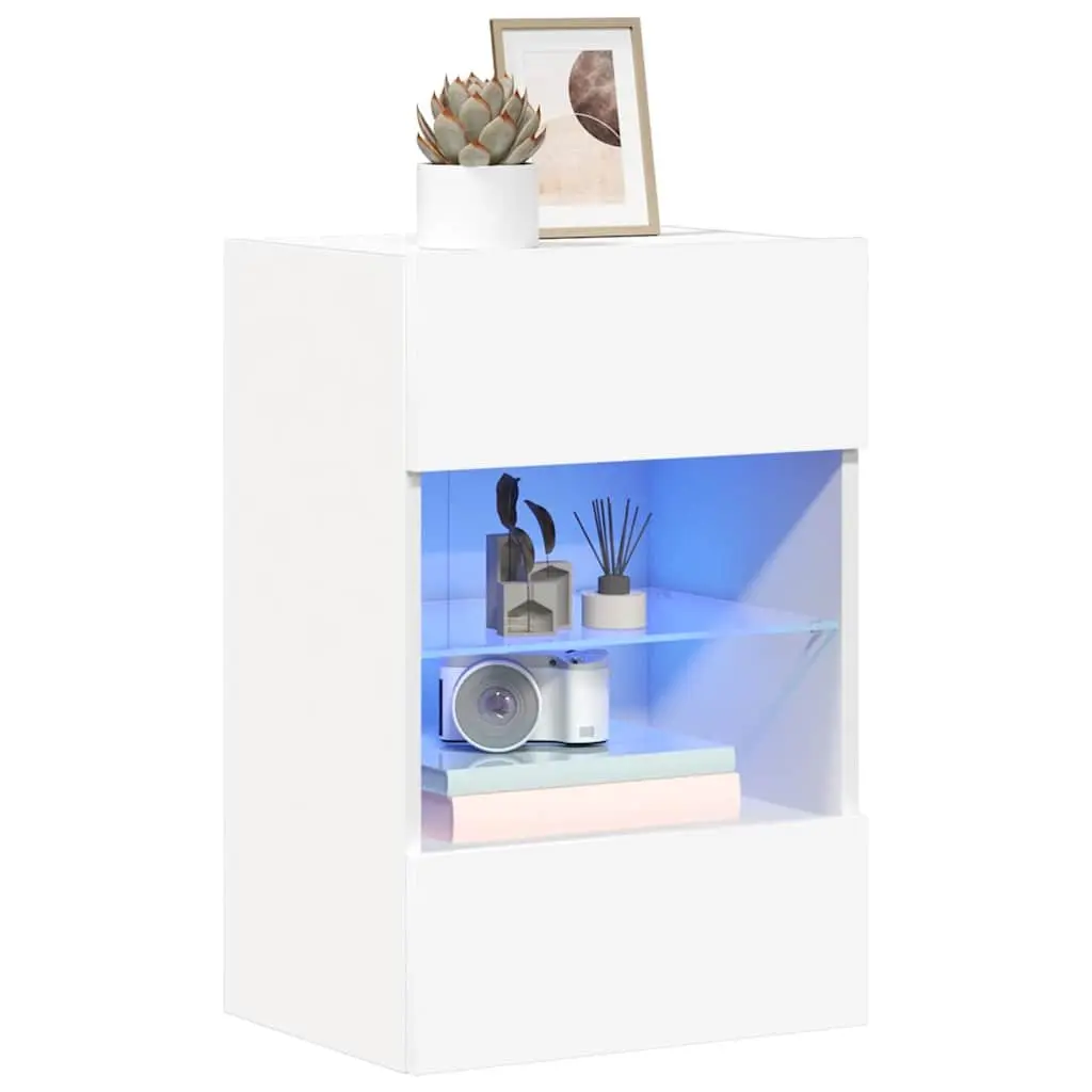 RGB LED Wall Cabinets TV Unit 2 pcs White 40x30x60.5 cm