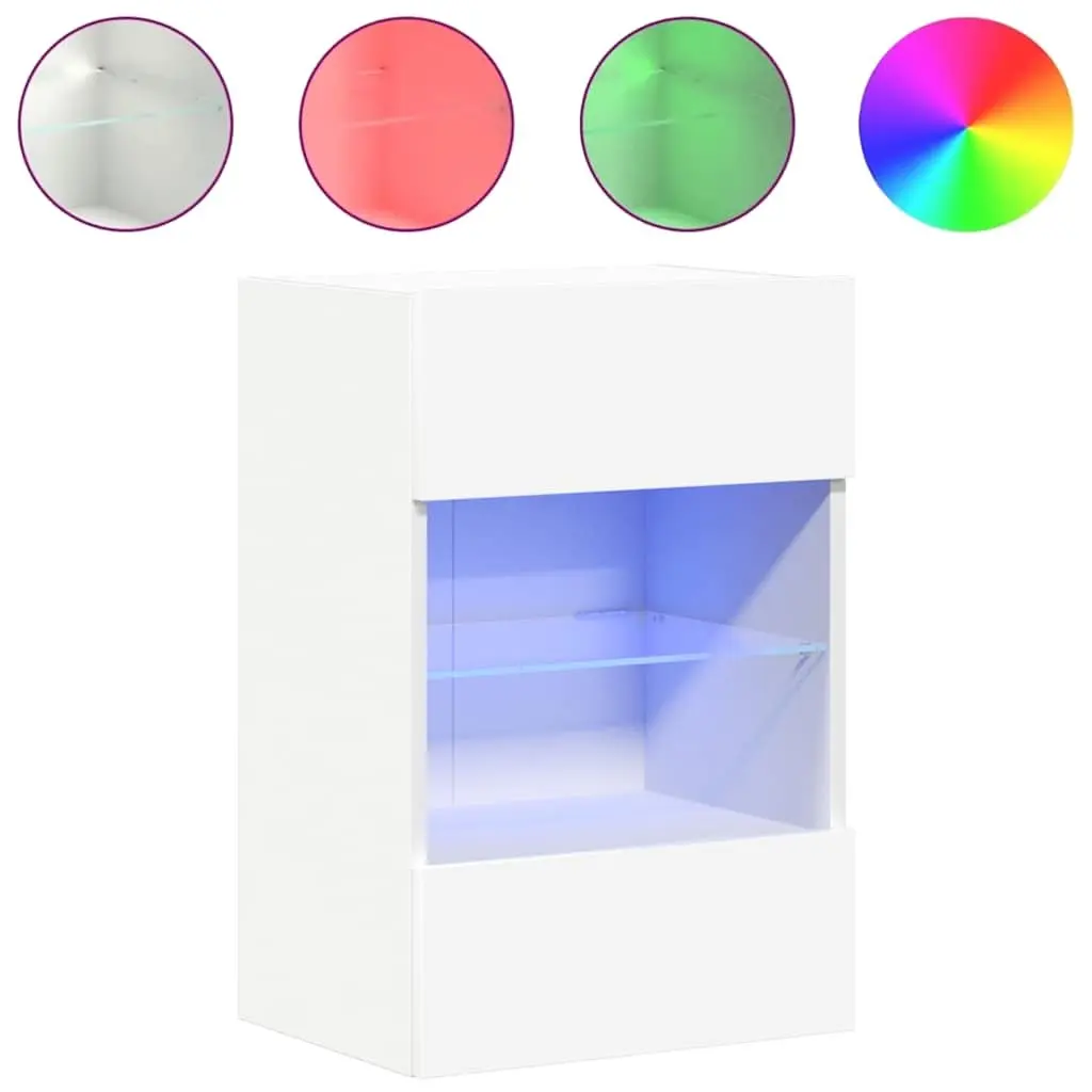 RGB LED Wall Cabinets TV Unit 2 pcs White 40x30x60.5 cm