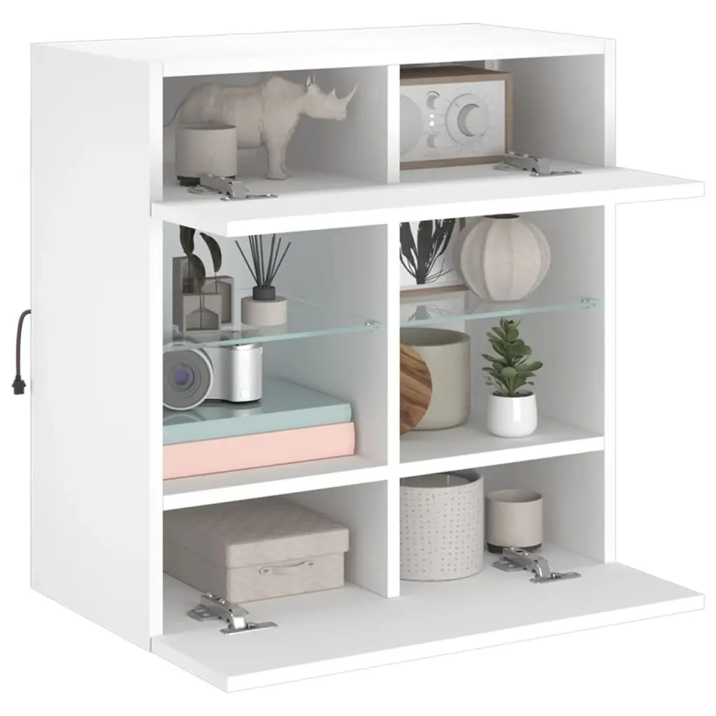Floating White TV Wall Cabinet with RGB LED Lighting