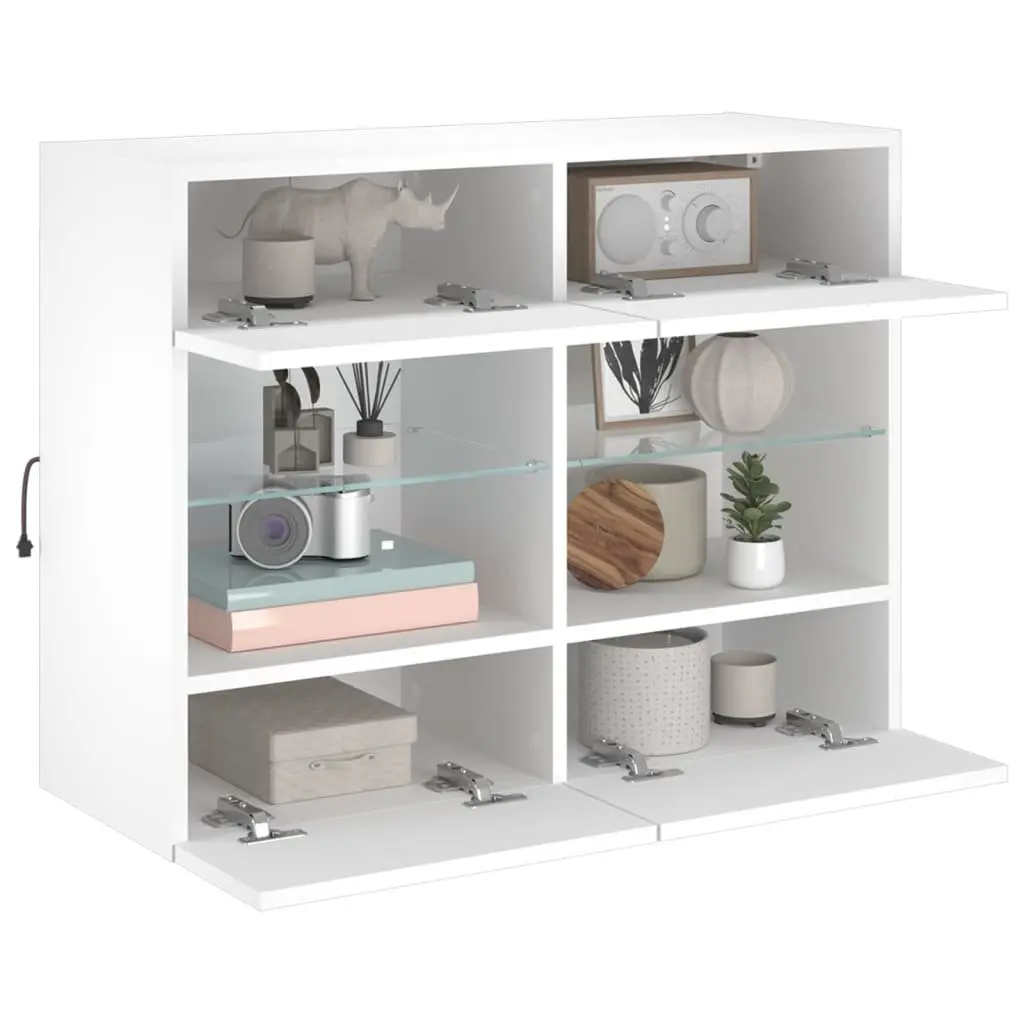 White TV Wall Cabinet with Customizable RGB LED Lights