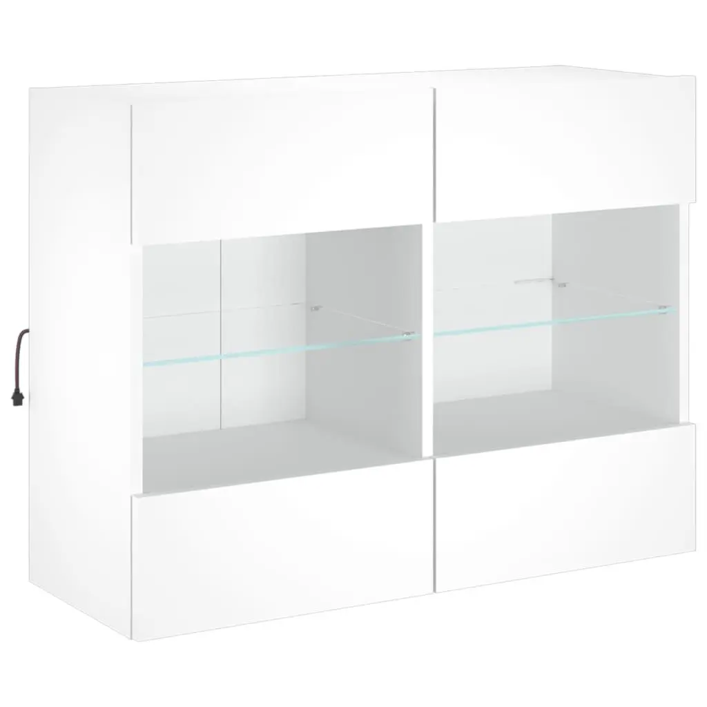 White TV Wall Cabinet with Customizable RGB LED Lights