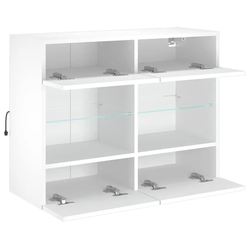 White TV Wall Cabinet with Customizable RGB LED Lights