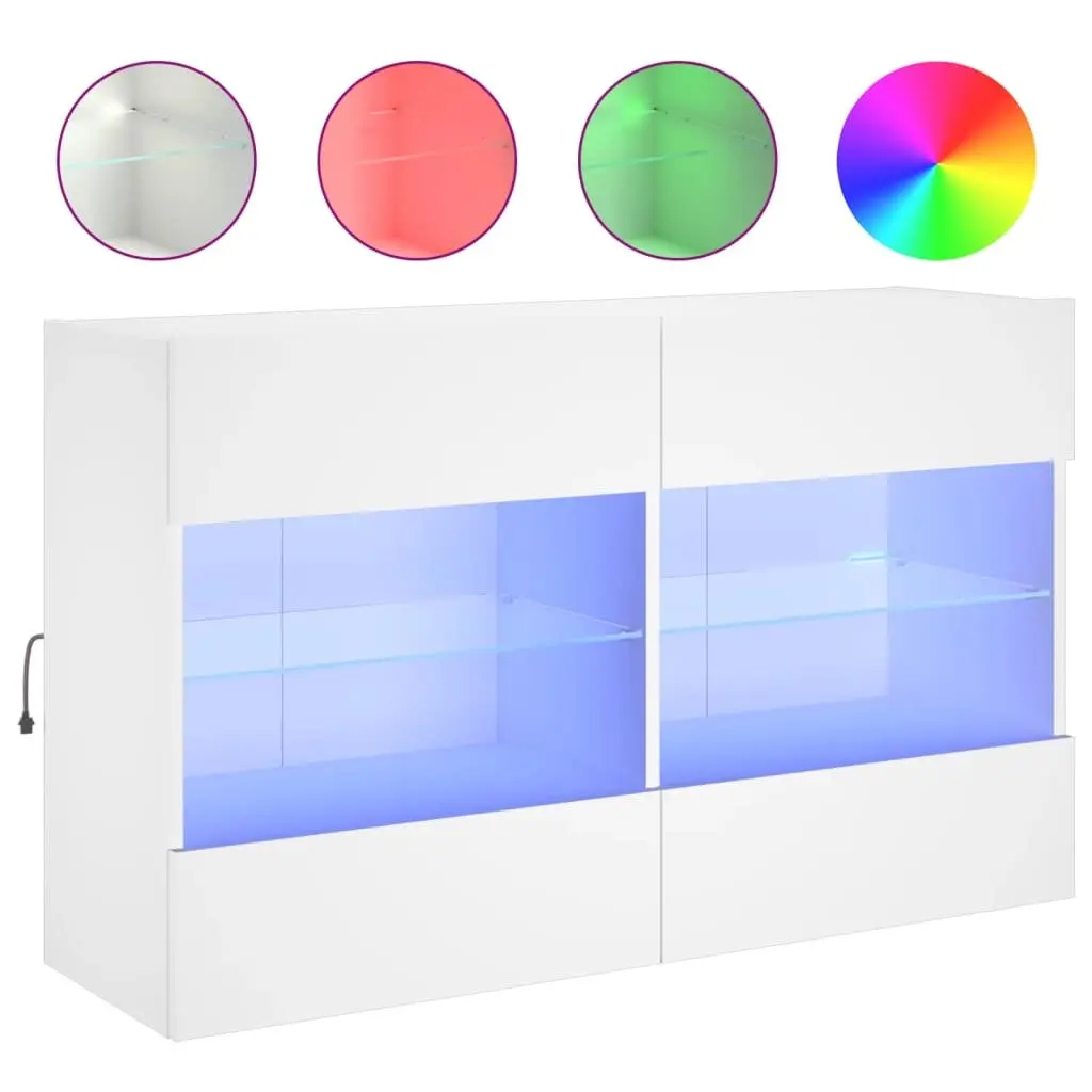 TV Wall Cabinet Engineered Wood 98.5 x 30 x 60.5 cm White with RGB LED Lights