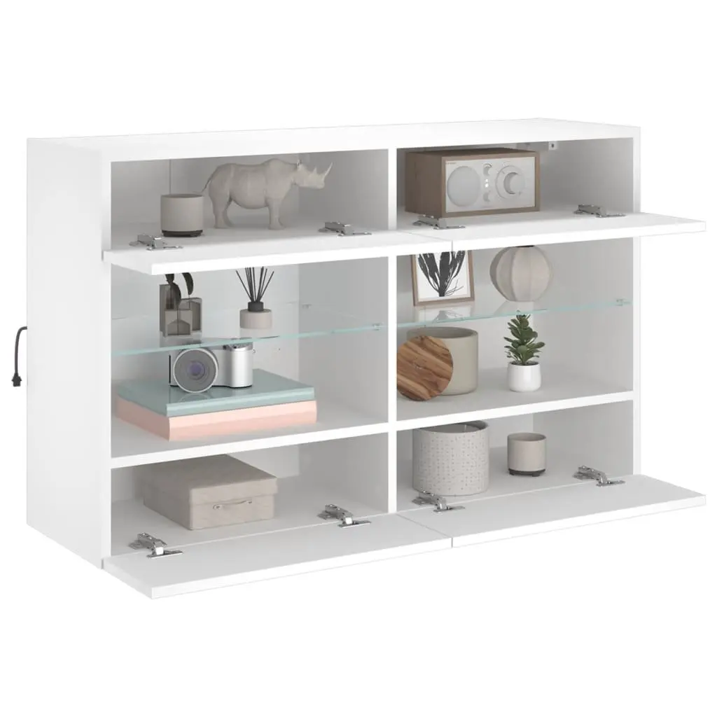 TV Wall Cabinet Engineered Wood 98.5 x 30 x 60.5 cm White with RGB LED Lights