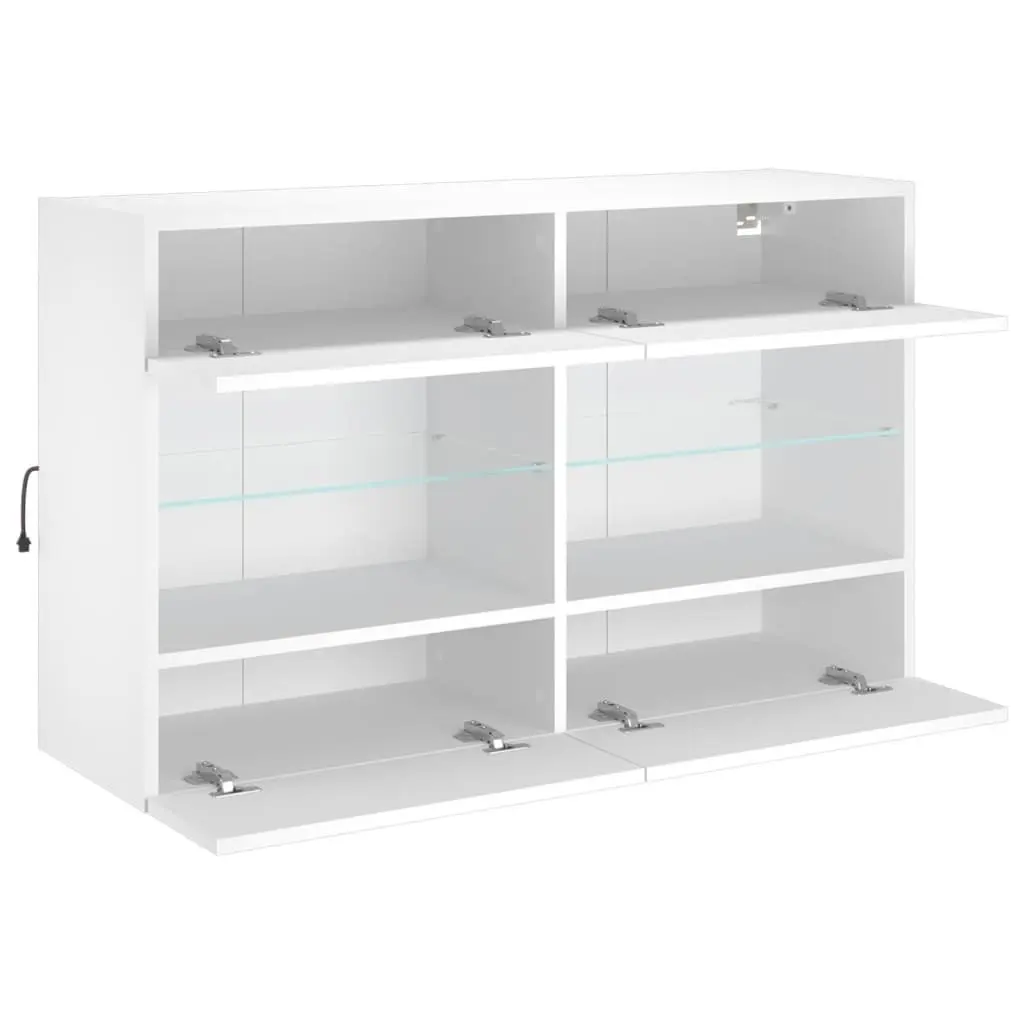 TV Wall Cabinet Engineered Wood 98.5 x 30 x 60.5 cm White with RGB LED Lights