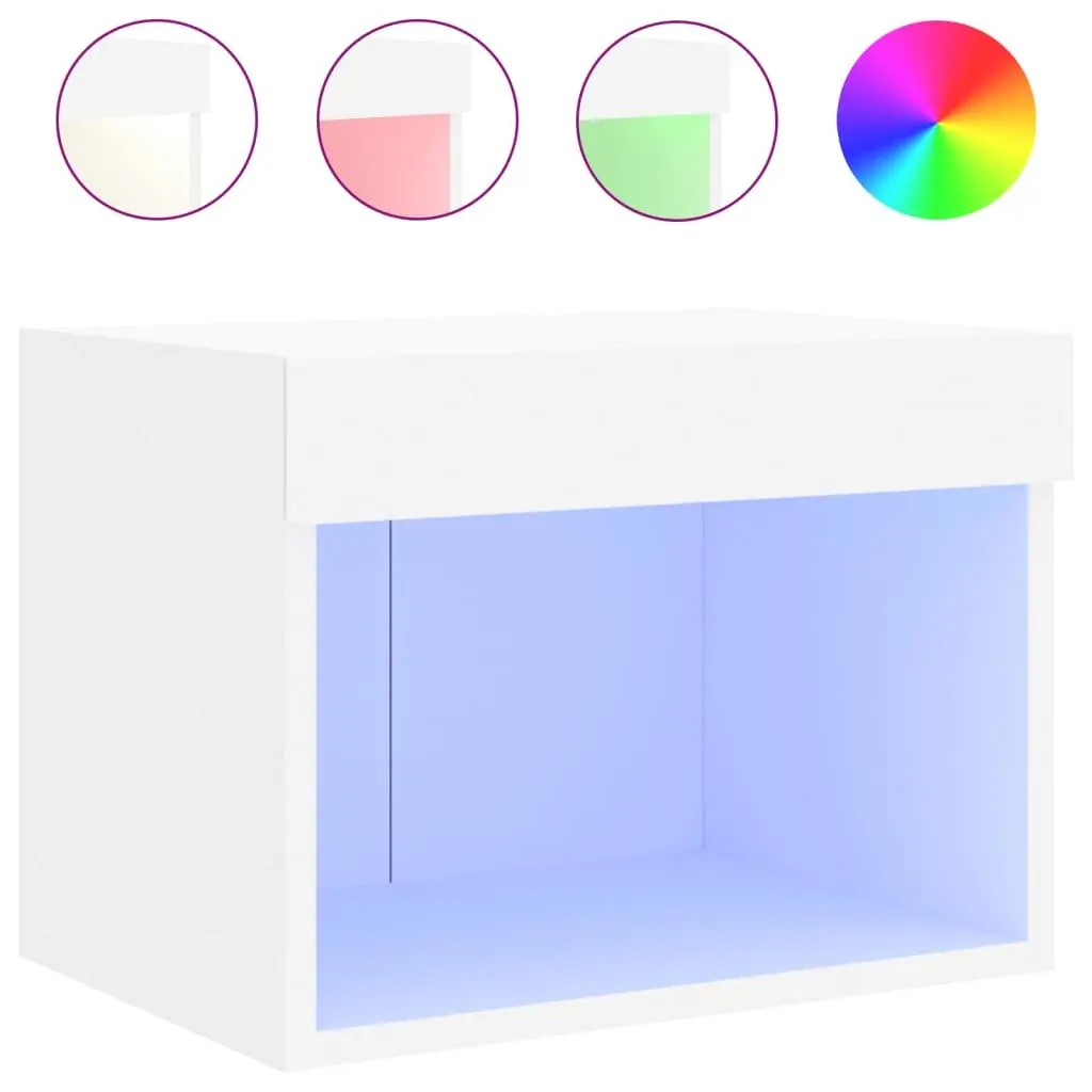 Wall-mounted Bedside Cabinet with RGB LED Lights