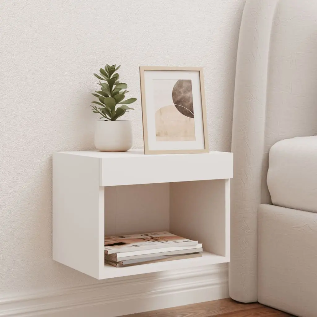 Wall-mounted Bedside Cabinet with RGB LED Lights