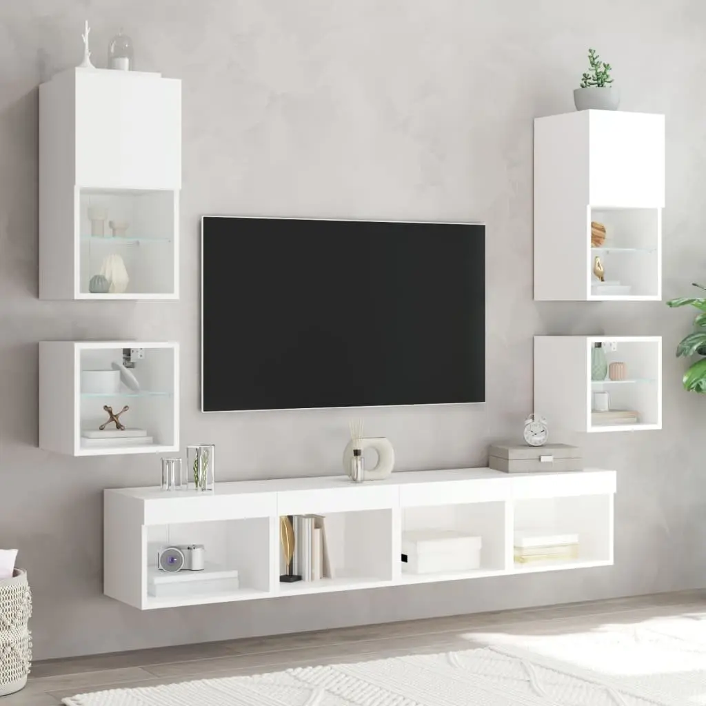 Wall-mounted Bedside Cabinet with RGB LED Lights