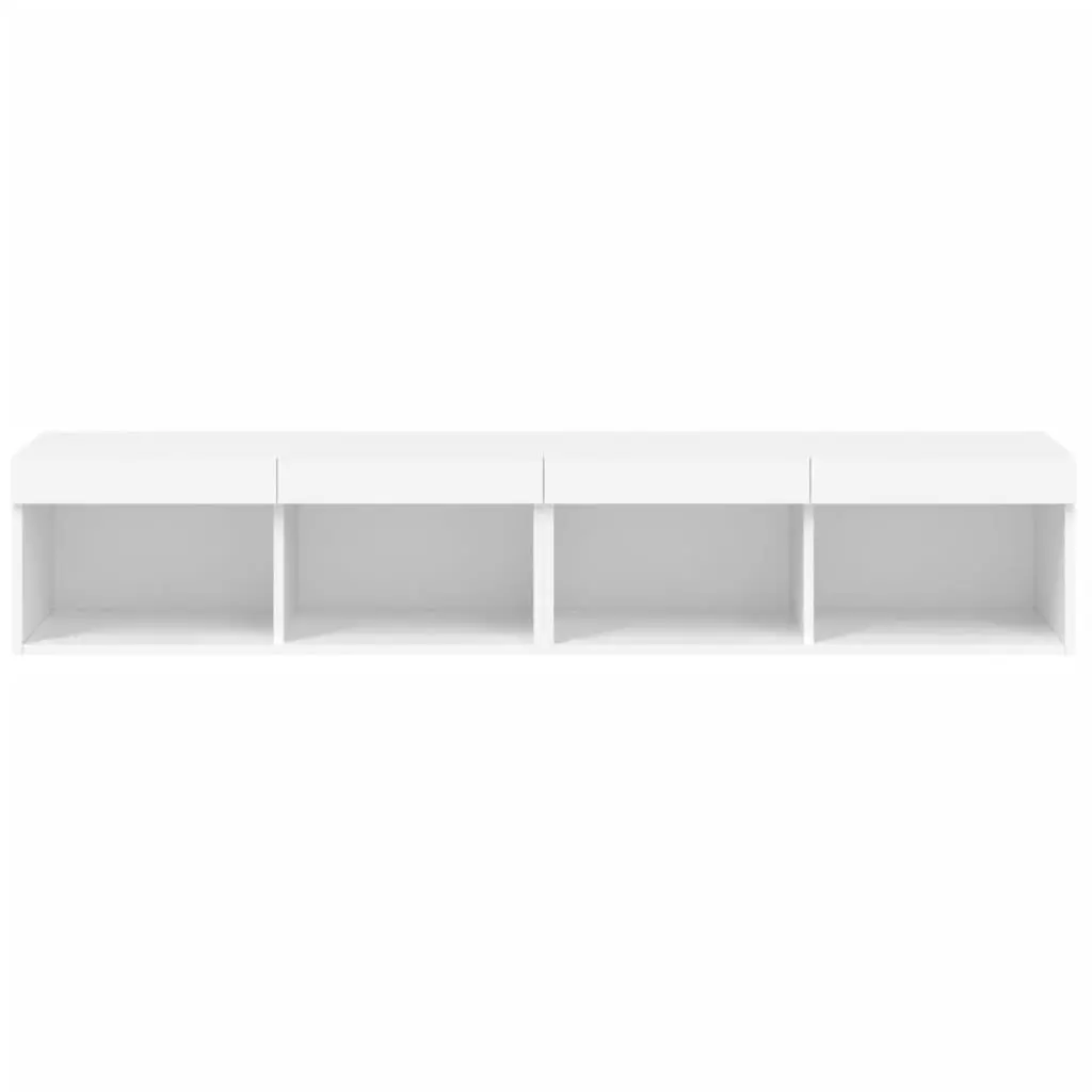 White TV Cabinet with RGB LED Lights, Set of 2