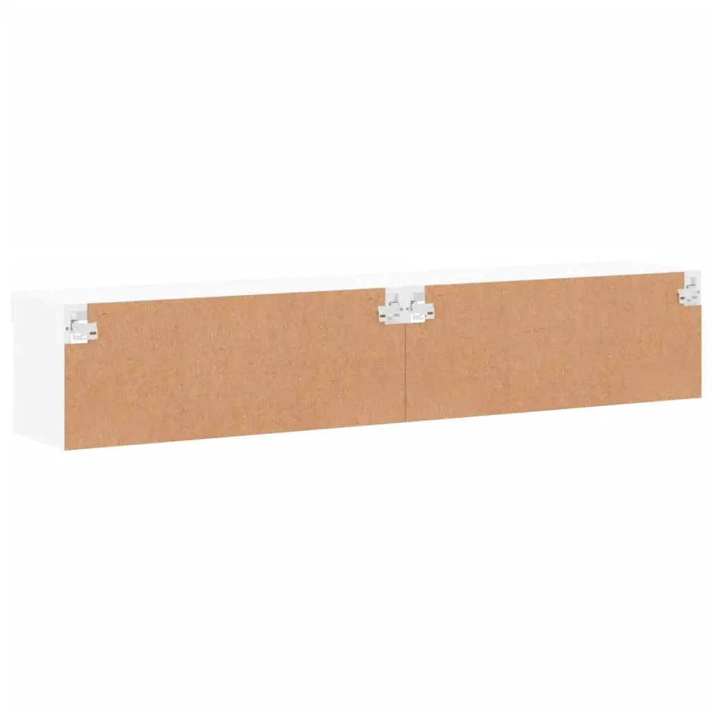 White TV Cabinet with RGB LED Lights, Set of 2