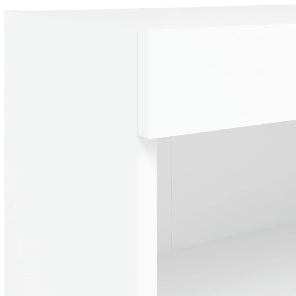 White TV Cabinet with RGB LED Lights, Set of 2