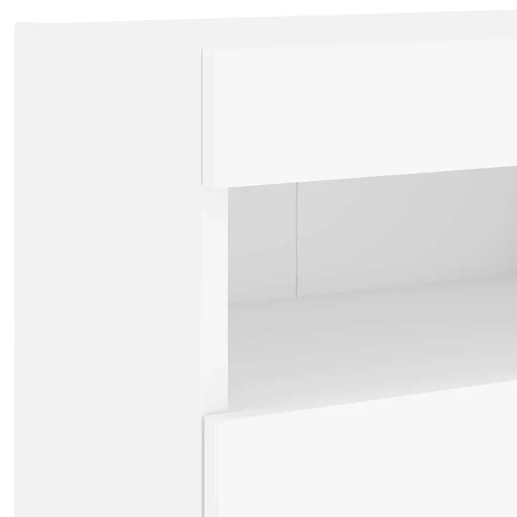 TV Wall Cabinets Engineered Wood 40cm White 2pc with RGB LED Lights