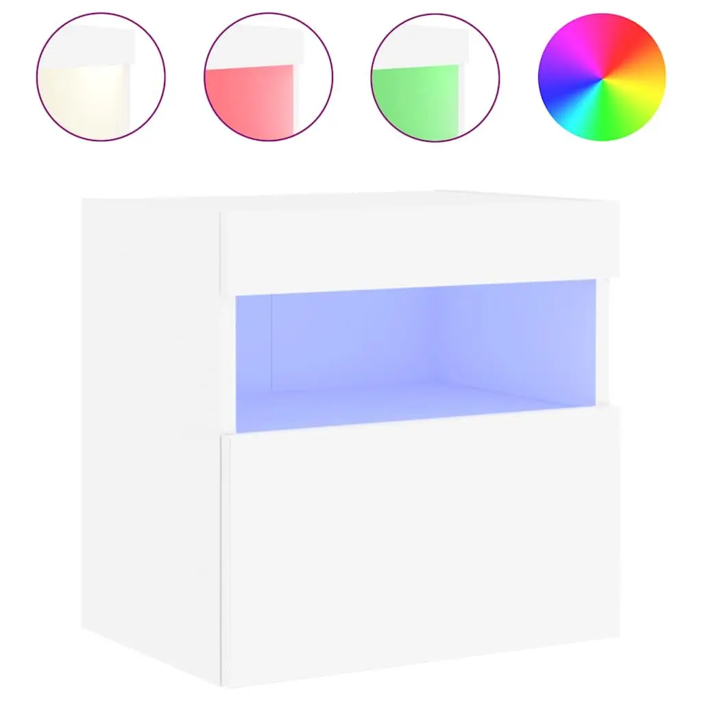 TV Wall Cabinets Engineered Wood 40cm White 2pc with RGB LED Lights