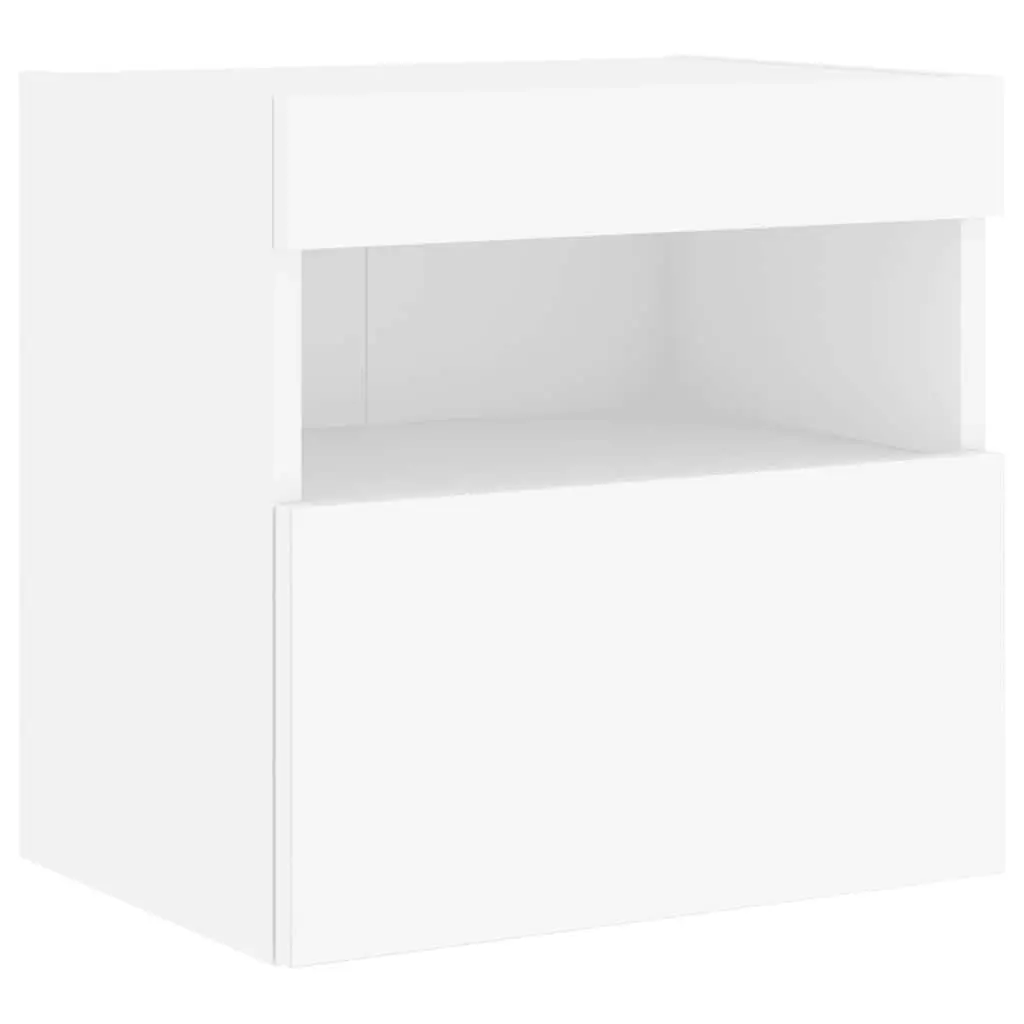 TV Wall Cabinets Engineered Wood 40cm White 2pc with RGB LED Lights