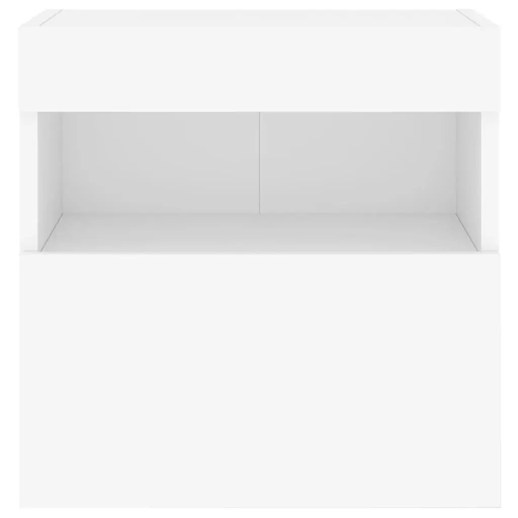 TV Wall Cabinets Engineered Wood 40cm White 2pc with RGB LED Lights