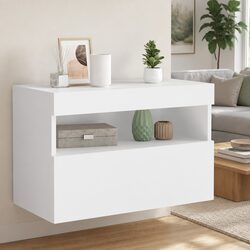 White TV Wall Cabinet with RGB LED Lights 60x30x40 cm