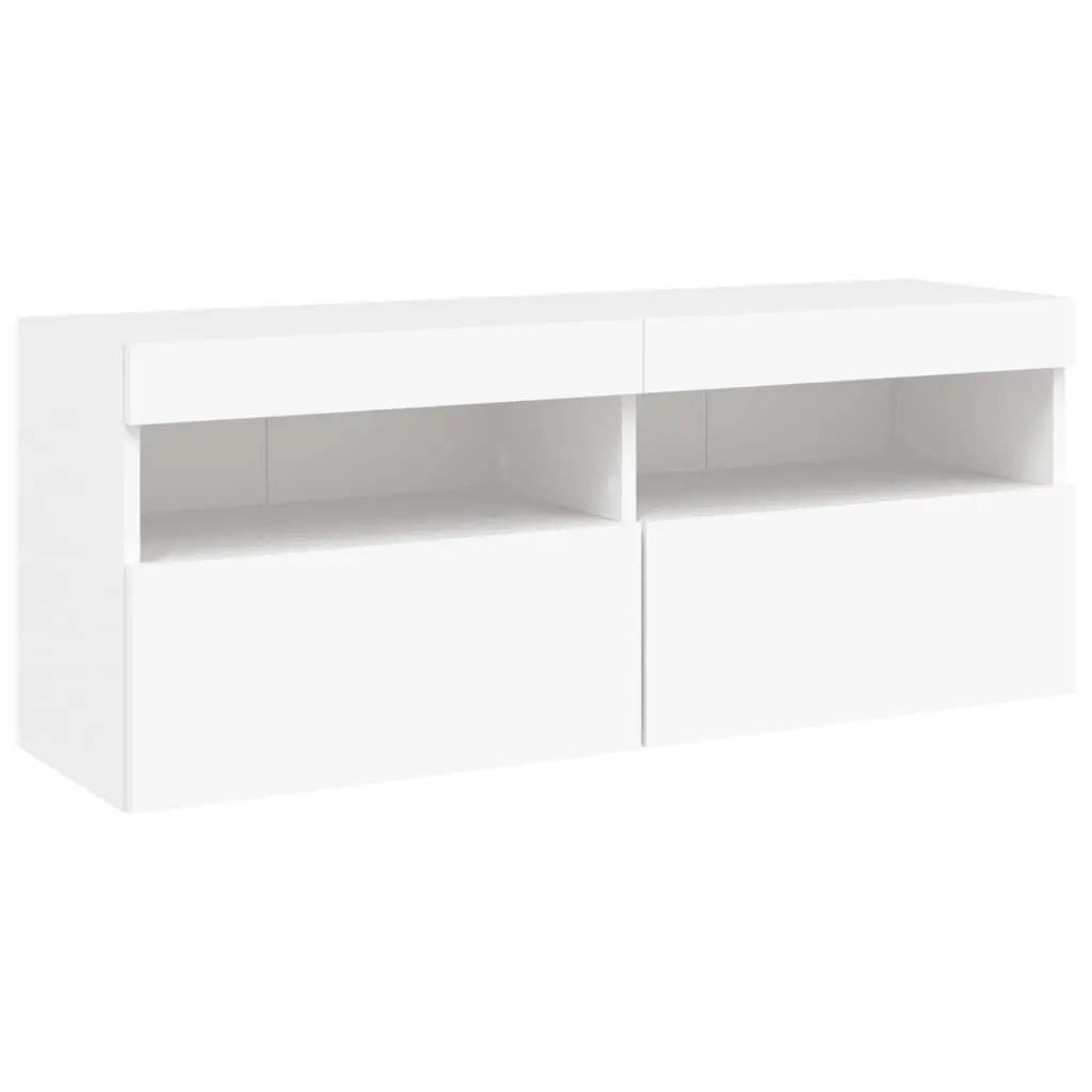 White Floating Media Unit with RGB LED Lights