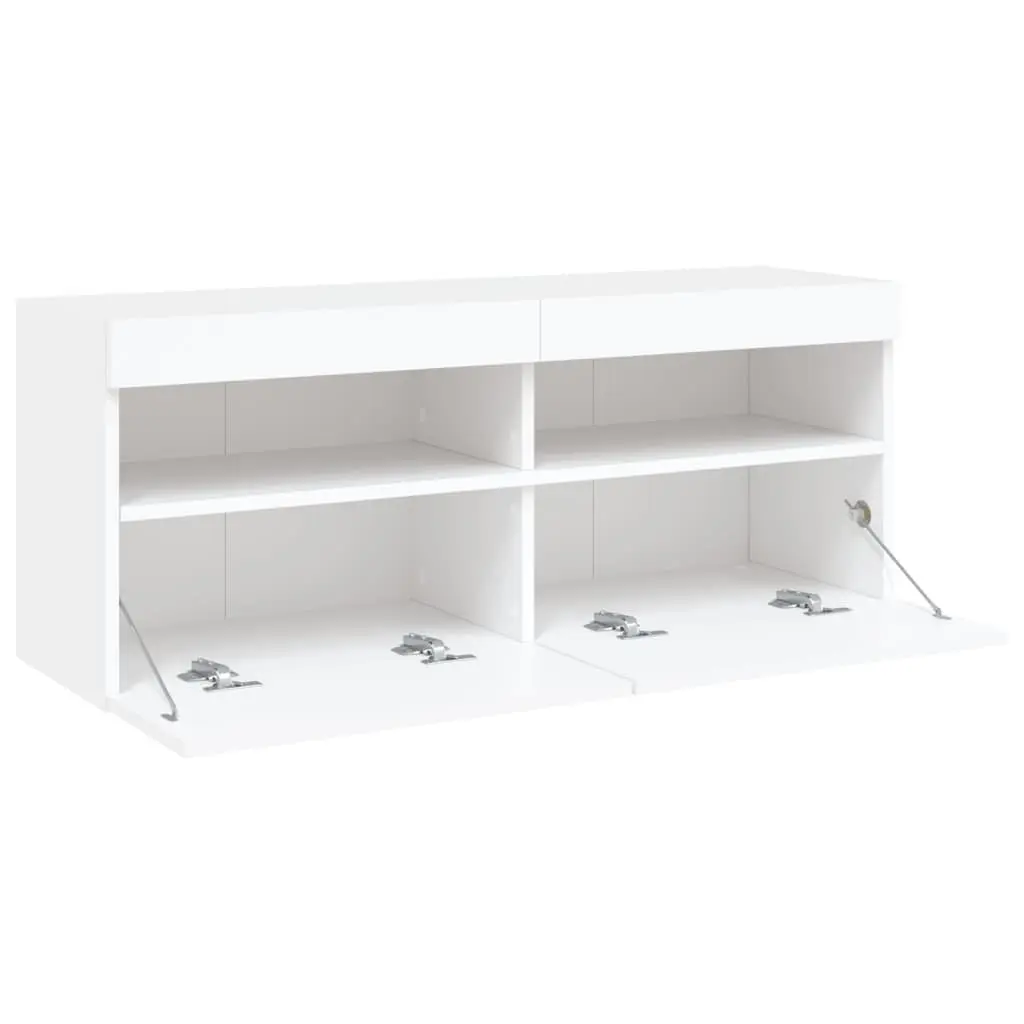 White Floating Media Unit with RGB LED Lights