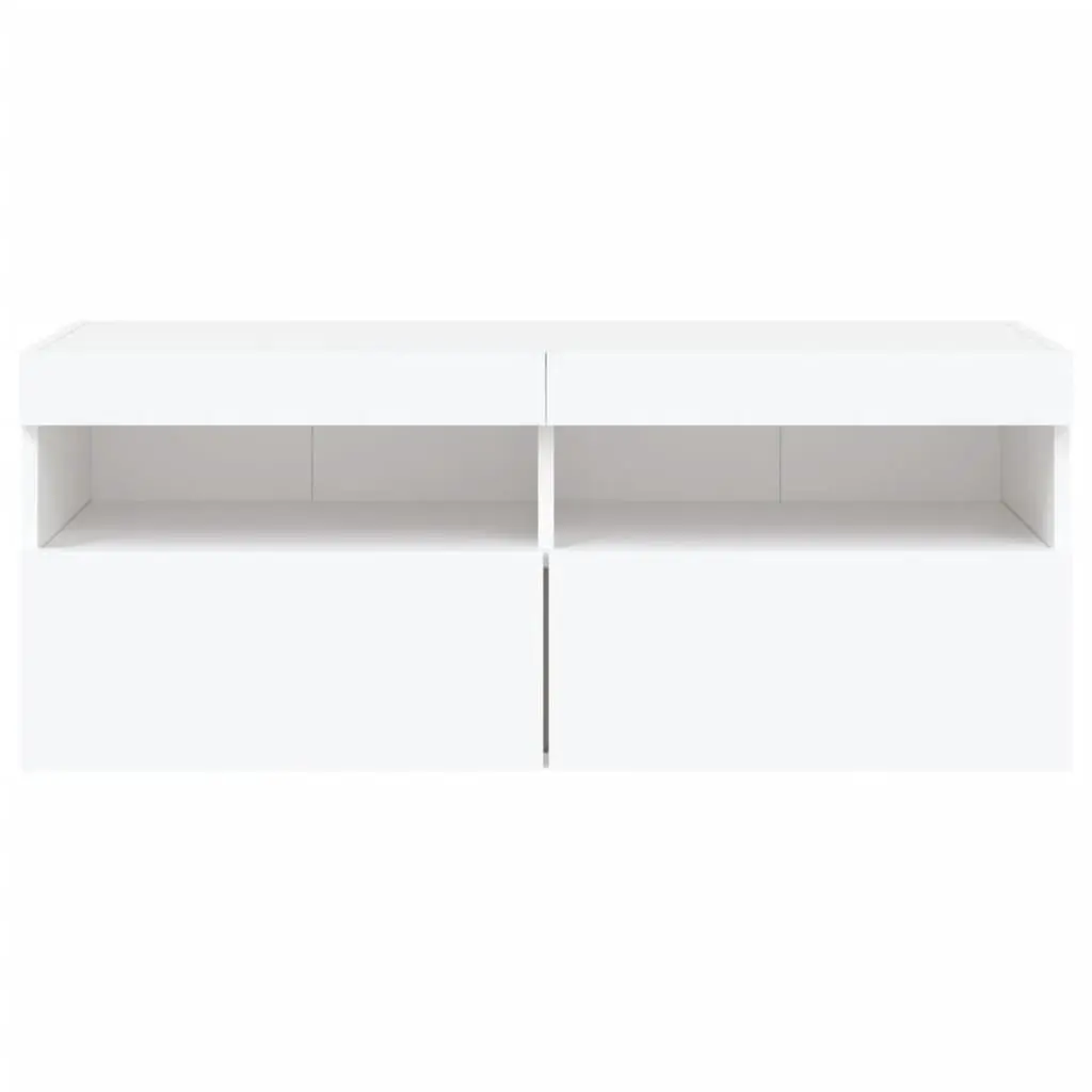 White Floating Media Unit with RGB LED Lights
