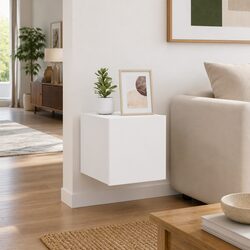 Stylish White TV Wall Cabinets with RGB LED Lights