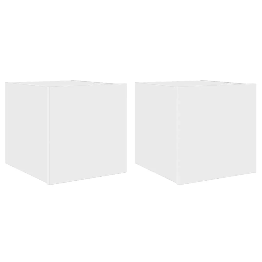 TV Wall Cabinets Engineered Wood 30.5 x 35 x 30 cm White 2 Piece with RGB LED Lights