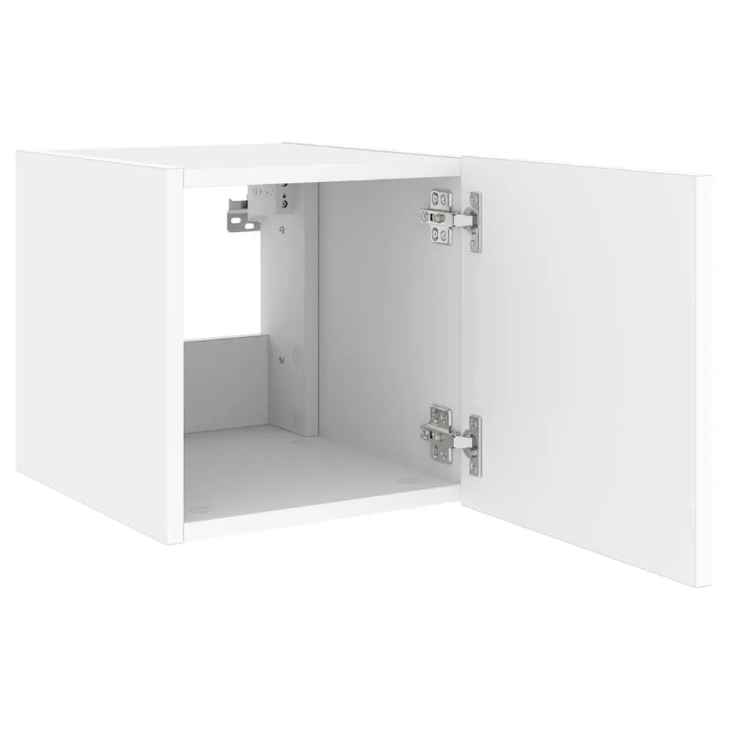 TV Wall Cabinets Engineered Wood 30.5 x 35 x 30 cm White 2 Piece with RGB LED Lights
