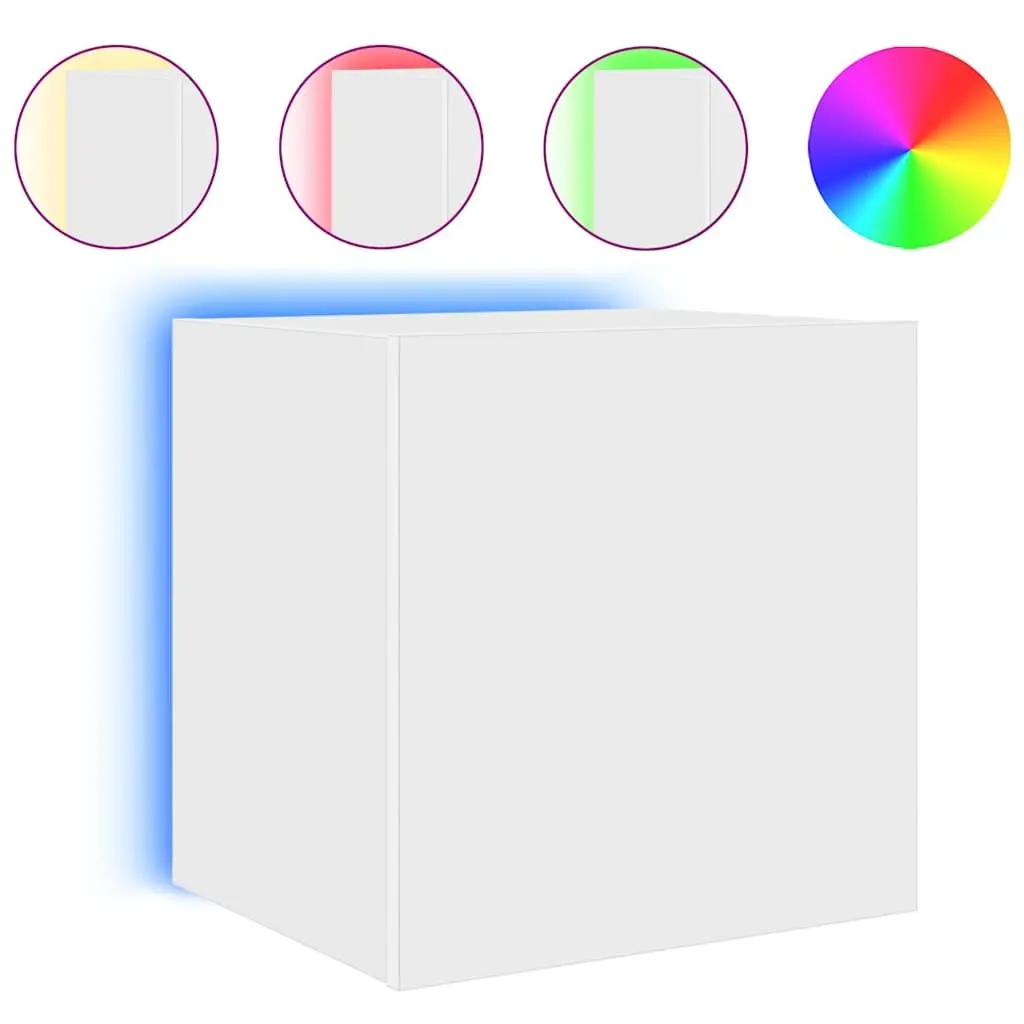 White Floating TV Wall Cabinets with RGB LED