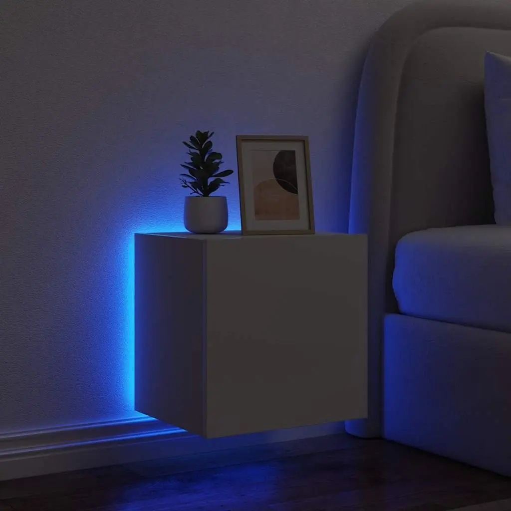 White Floating TV Wall Cabinets with RGB LED
