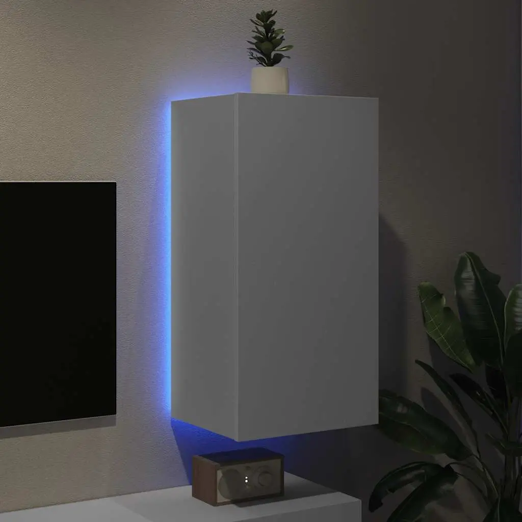 White Floating TV Cabinet with RGB LED Lights