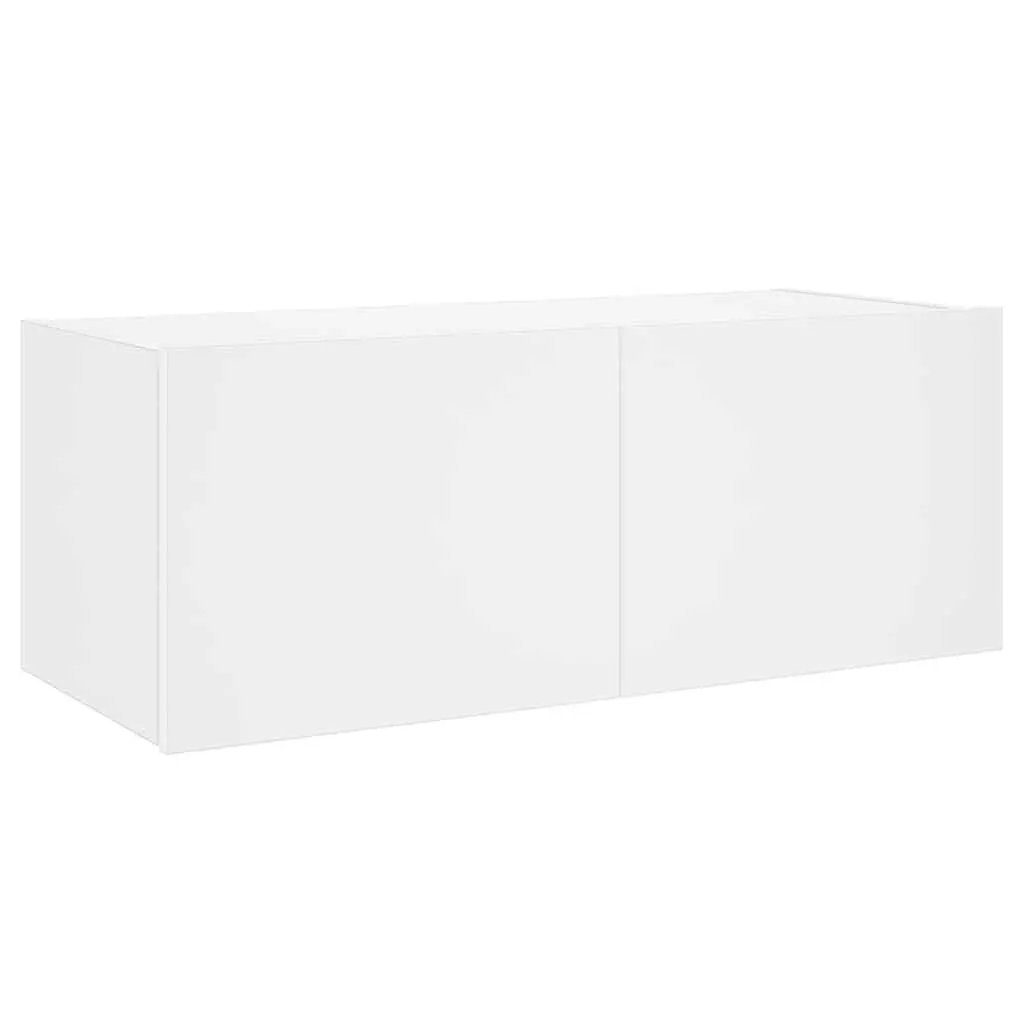 TV Wall Cabinet Engineered Wood 80x35x31cm White RGB LED Lights