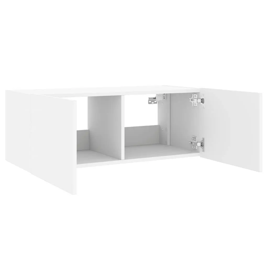TV Wall Cabinet Engineered Wood 80x35x31cm White RGB LED Lights